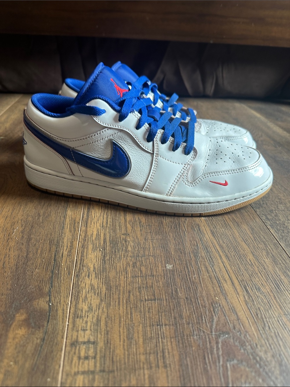 Nike Low-Top Sneakers in White, Blue & Red Accents